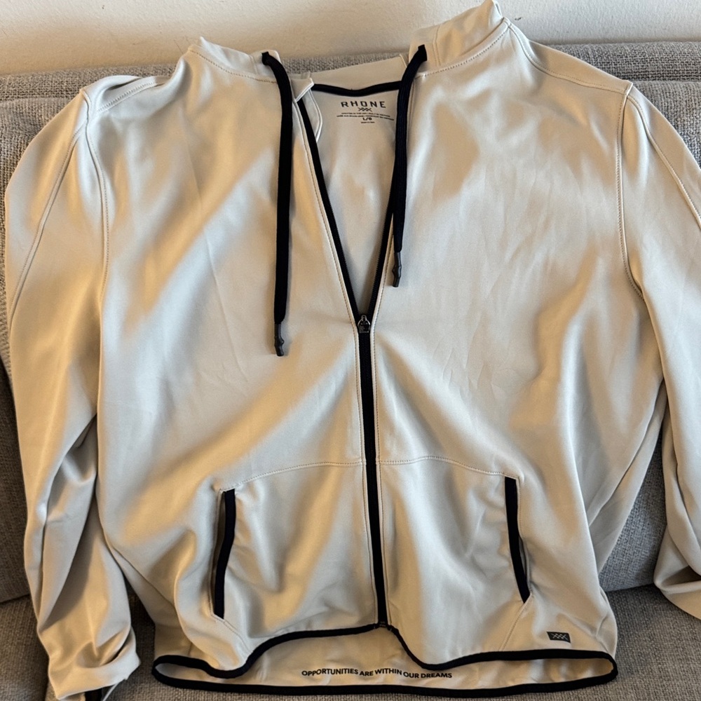 Rhone Men's Cream Performance Jacket with Black Accents